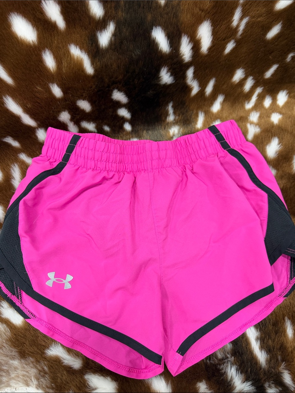 Under Armour Women’s Bright Pink Athletic Shorts with Black Trim